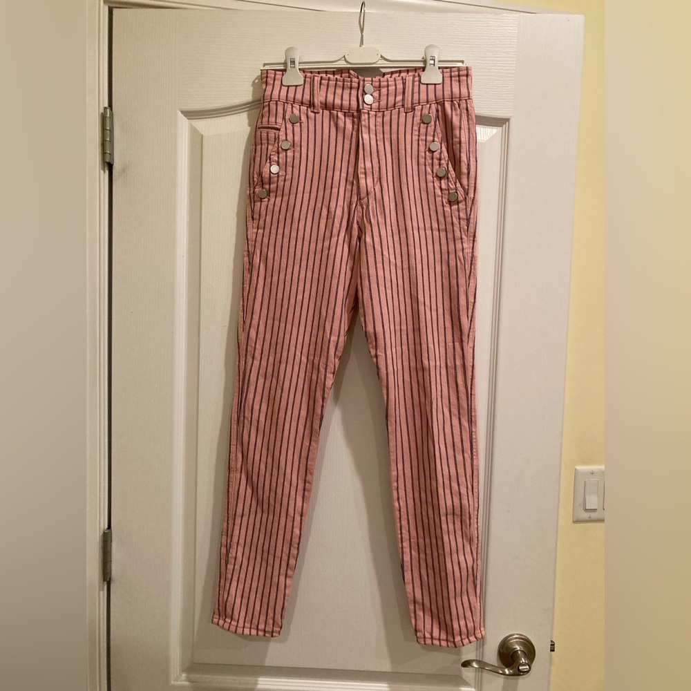 Articles Of Society Pink Striped Ankle Jeans